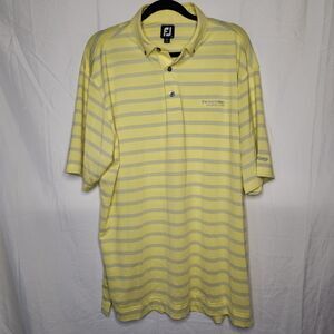 Footjoy Mens XL Striped Short Sleeve Polo Firestone Country Club Yellow